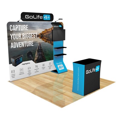 10' Fastzip™ Trade Show Booth w/ Waterfall Shelving