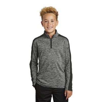 Sport-Tek ® Youth PosiCharge ® Electric Heather Colorblock 1/4-Zip Pullover.